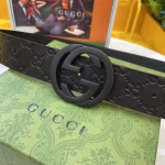 GUCCI Men's Black Genuine Leather Belt - Image 4