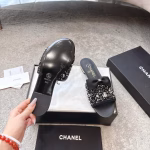 CHANEL Haute Couture Atelier Series Bow Rhinestone Slippers - Image 7