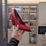 Fendi 2025 Spring-Summer Wood Grain Chunky Heel Series Pointed and Rounded Toe Single Shoes - Image 6