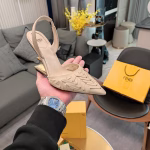 Fendi 2025 Spring-Summer Leather Rope Woven First High-Heel Shoes - Image 4