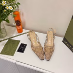 GUCCI Original 2022 New VINTAGE Series Vintage Canvas Rhinestone-Embellished Sandals - Image 5