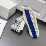 BURBERRY Check Pattern Knight Blue-Soled Casual Shoes - Unisex Style - Image 7