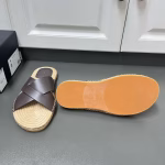 ZEGNA Ermenegildo Zegna Wu Lei's Same Style Calfskin Hemp Rope Woven Midsole Slippers - Image 7