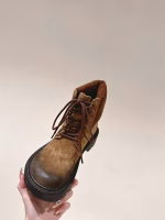 LOEWE Celebrity-Inspired Round-Toe Lace-Up Ankle Boots - Image 5