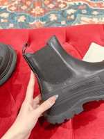 Alexander McQueen Couple's Leather Zip-Up Casual Ankle Boots - Image 6