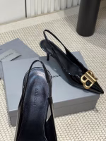 Balenciaga 2025 Spring/Summer New Pointed-Toe BB-Buckle Patent Leather Pumps with Open Back Sandals - Image 3