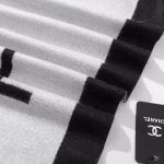 CHANEL English Logo Shimmering Cashmere Double-Sided Scarf (Black & White) - Image 8