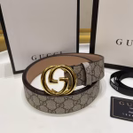 Gucci Men's Classic Full Leather Brown Embossed Belt - Image 9