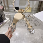 Dior 2025 Spring/Summer New Silk Studded Open-Toe High-Heeled Sandals - Image 6