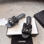 CHANEL Haute Couture Atelier Series Bow Rhinestone Slippers - Image 4