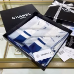 New Chanel original single striped silk square scarf