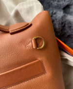 Hermes 24/24 Mini 21 Touch Bag in Gold Evercolor and Ostrich Leather - Image 5