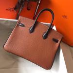 Hermes Bi-Color Birkin 25cm Bag In Brown/Black Clemence Leather - Image 8
