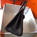 Hermes Bi-Color Birkin 25cm Bag In Brown/Black Clemence Leather - Image 6