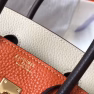 Hermes Tri-Color Birkin 25cm Bag In Orange/White/Black Clemence Leather - Image 8