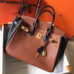 Hermes Bi-Color Birkin 30cm Bag In Brown/Black Clemence Leather - Image 8