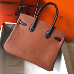 Hermes Bi-Color Birkin 30cm Bag In Brown/Black Clemence Leather - Image 2