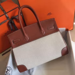 Hermes Birkin 30cm Bag In Canvas With Barenia Leather - Image 7