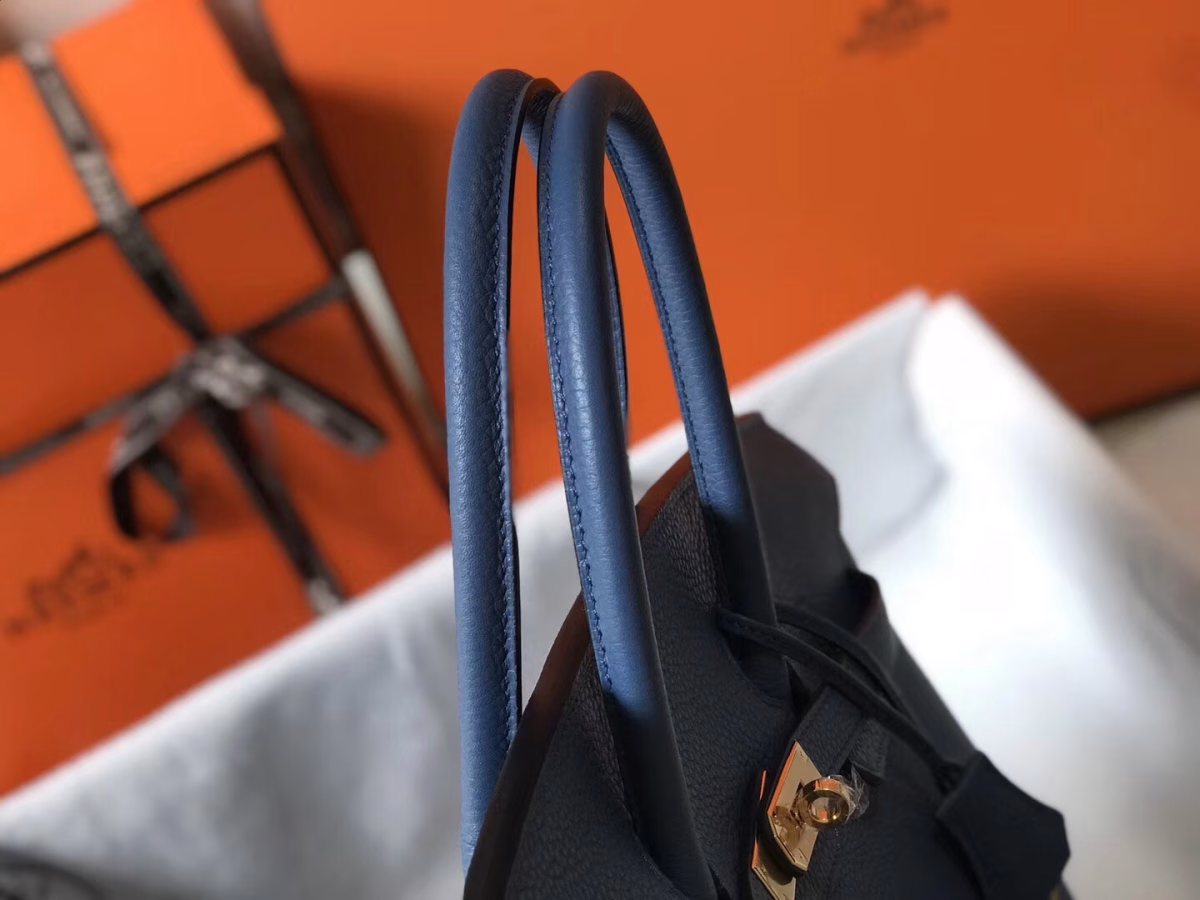 Hermes Birkin 30cm Bag In Blue Agate Clemence Leather - Image 8