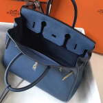 Hermes Birkin 30cm Bag In Blue Agate Clemence Leather - Image 2