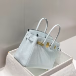 Hermes Birkin 30cm Bag In Blue Brume Clemence Leather GHW - Image 4