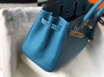 Hermes Birkin 30cm Bag In Blue Jean Clemence Leather - Image 7