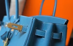 Hermes Birkin 30cm Bag In Blue Jean Clemence Leather - Image 5