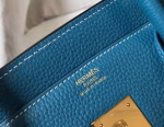 Hermes Birkin 30cm Bag In Blue Jean Clemence Leather - Image 4