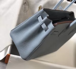 Hermes Birkin 30cm Bag In Blue Lin Clemence Leather - Image 6