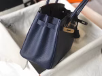 Hermes Birkin 30cm Bag In Dark Blue Clemence Leather - Image 4