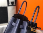 Hermes Birkin 30cm Bag In Dark Blue Clemence Leather - Image 2