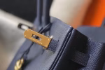 Hermes Birkin 30cm Bag In Dark Blue Clemence Leather - Image 6