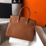 Hermes Birkin 30cm Bag In Gold Clemence Leather - Image 8