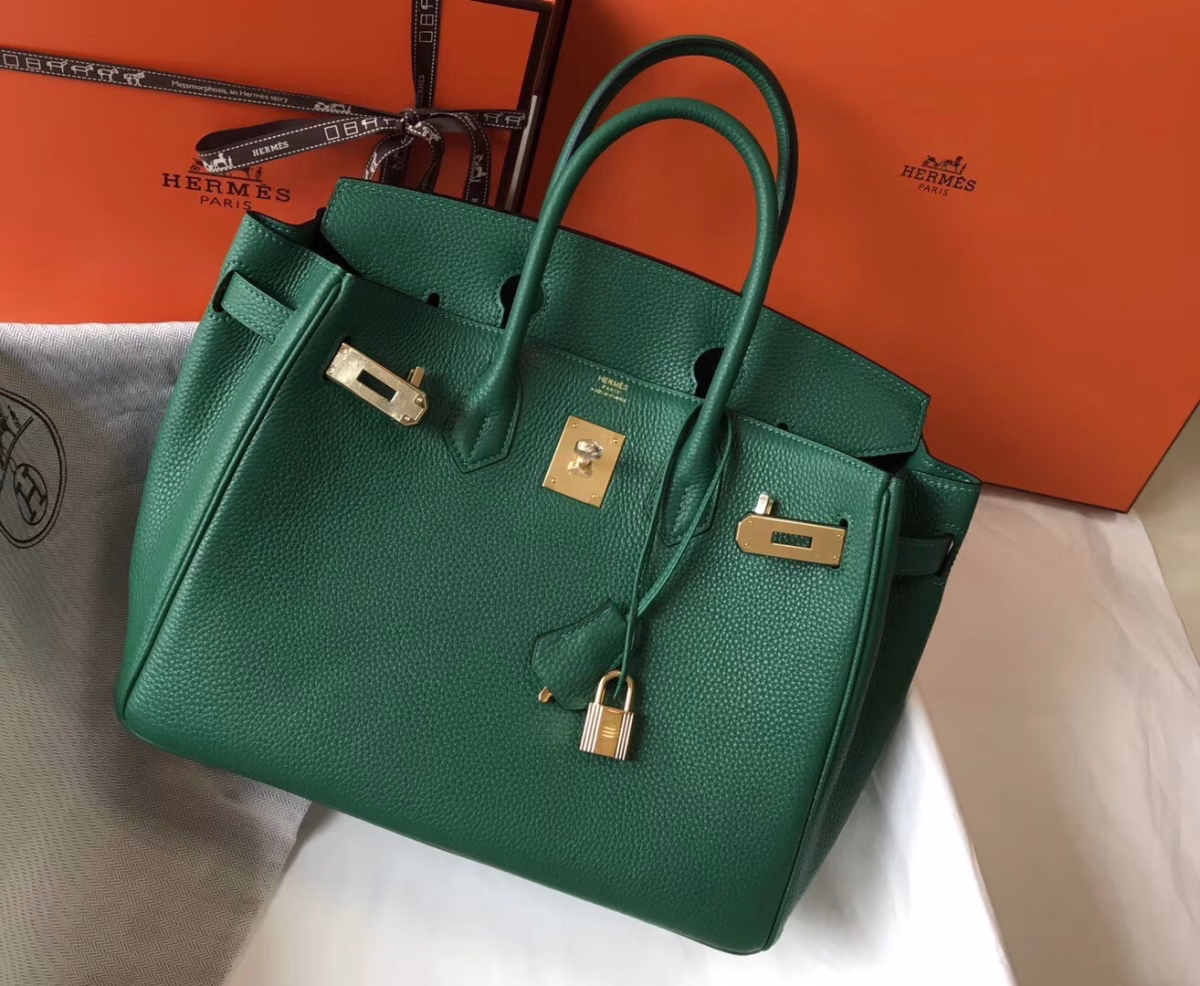 Hermes Birkin 30cm Bag In Malachite Clemence Leather - Image 7