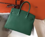 Hermes Birkin 30cm Bag In Malachite Clemence Leather - Image 4