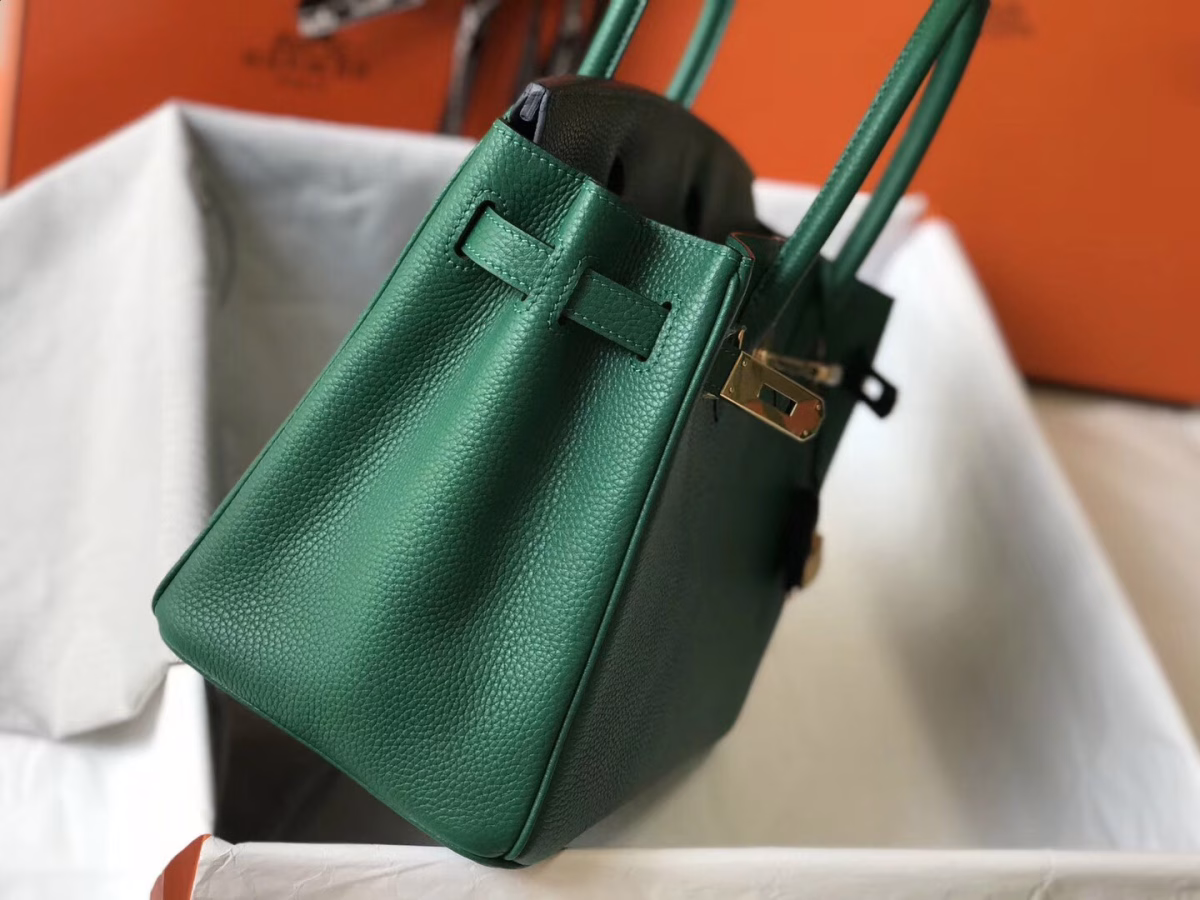 Hermes Birkin 30cm Bag In Malachite Clemence Leather - Image 6