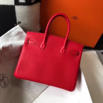 Hermes Birkin 30cm Bag In Red Clemence Leather - Image 6