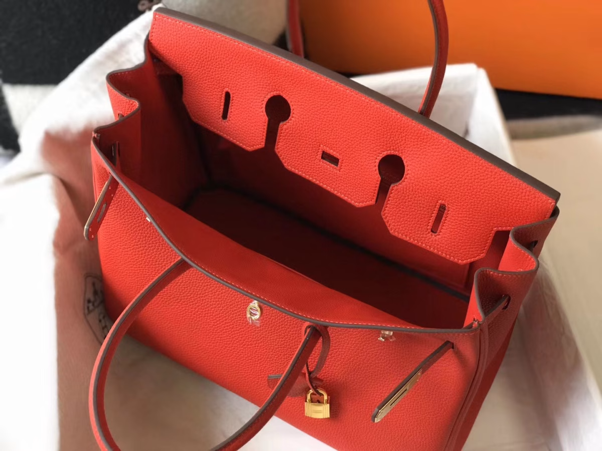 Hermes Birkin 30cm Bag In Red Clemence Leather - Image 8