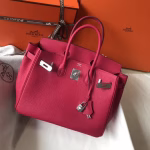 Hermes Birkin 30cm Bag In Rose Red Clemence Leather - Image 4