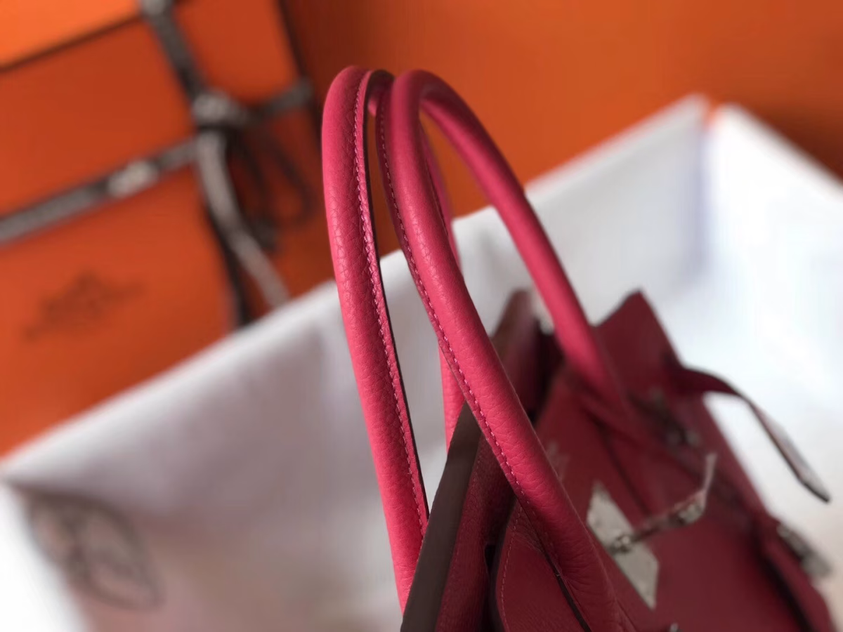 Hermes Birkin 30cm Bag In Rose Red Clemence Leather - Image 6