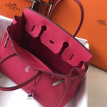 Hermes Birkin 30cm Bag In Rose Red Clemence Leather - Image 5