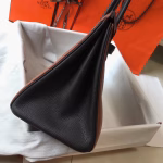 Hermes Bi-Color Birkin 35cm Bag In Brown/Black Clemence Leather - Image 5