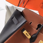 Hermes Bi-Color Birkin 35cm Bag In Brown/Black Clemence Leather - Image 2