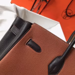 Hermes Bi-Color Birkin 35cm Bag In Brown/Black Clemence Leather - Image 4