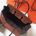 Hermes Bi-Color Birkin 35cm Bag In Brown/Black Clemence Leather - Image 7