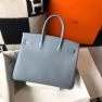 Hermes Birkin 35cm Bag In Blue Lin Clemence Leather - Image 5