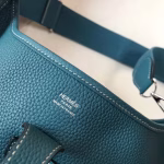 Hermes Evelyne III 29 PM Bag In Blue Jean Clemence Leather - Image 6