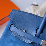Hermes Birkin 25 Grizzly Bag in Blue Veau Doblis and Swift Leather - Image 7