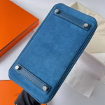 Hermes Birkin 25 Grizzly Bag in Blue Veau Doblis and Swift Leather - Image 6