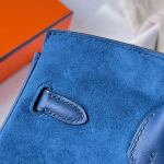 Hermes Birkin 25 Grizzly Bag in Blue Veau Doblis and Swift Leather - Image 3